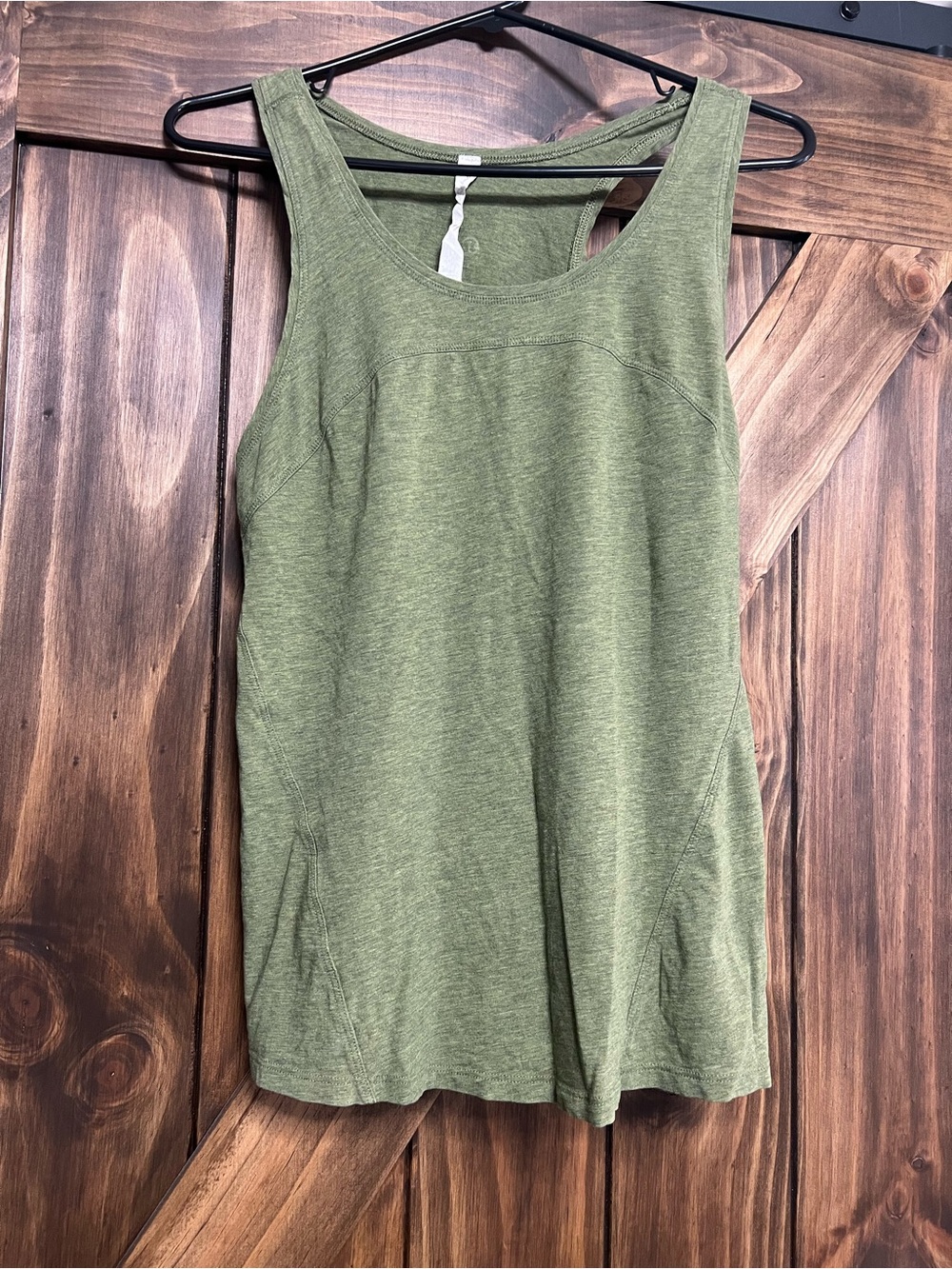 Lululemon Love Tank Top Size 6 Heathered Olive Green Pima Cotton EUC
